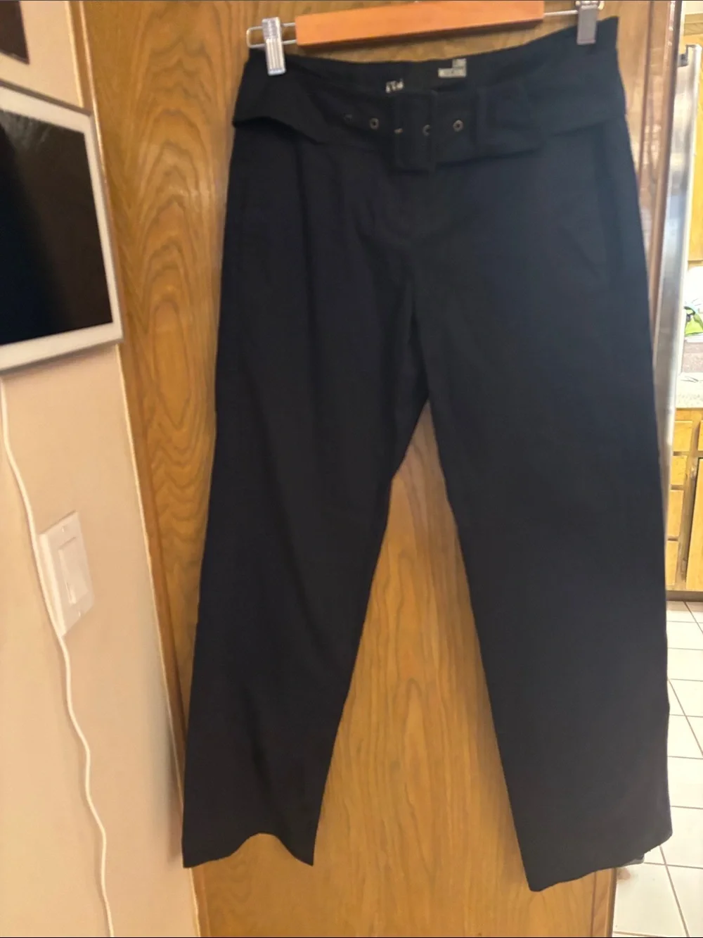 Love Moschino Straight leg ankle  navy blue  cotton pants with Built-In Belt
